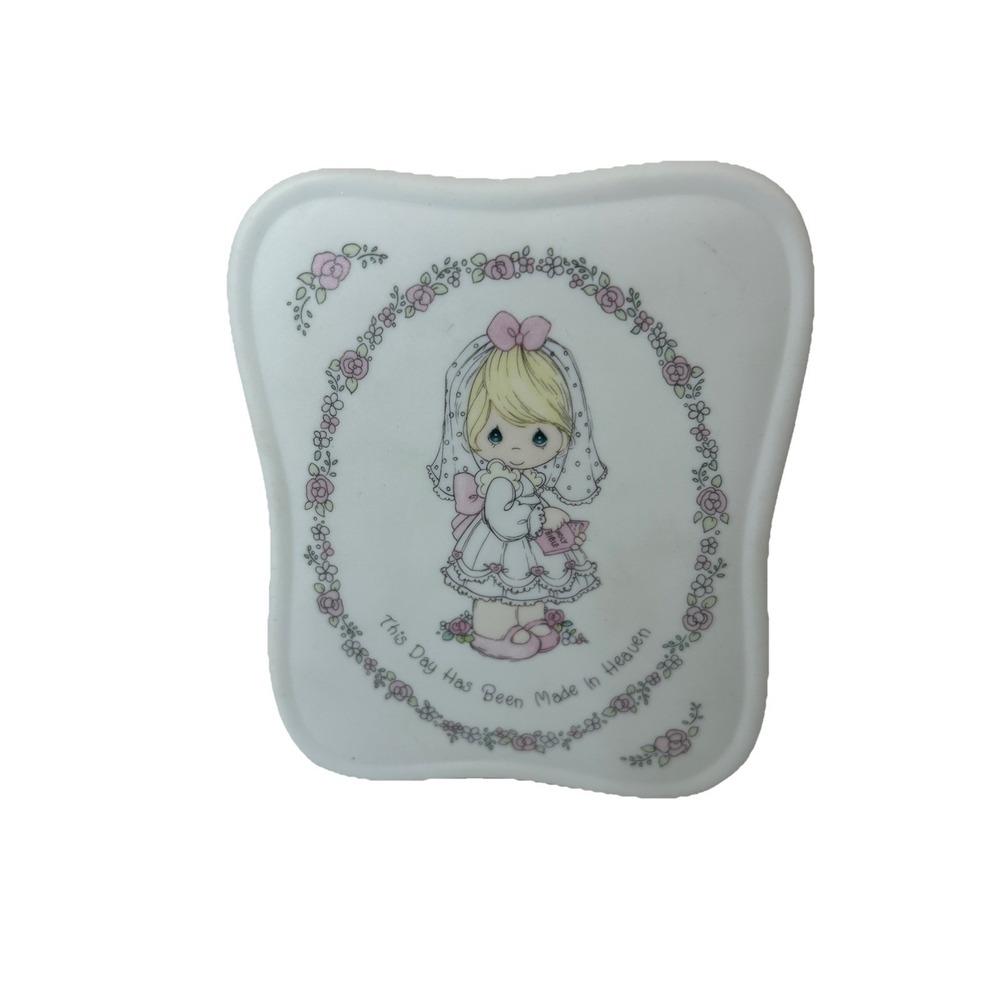 Precious Moments Porcelain Musical Stand Box Day Made In Heaven Enesco 1990 Read